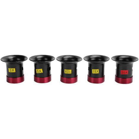 Set aus 5 Lupen aus Aluminiumlegierung für die Uhrenreparatur, mit Glaslinse und Zubehör.
