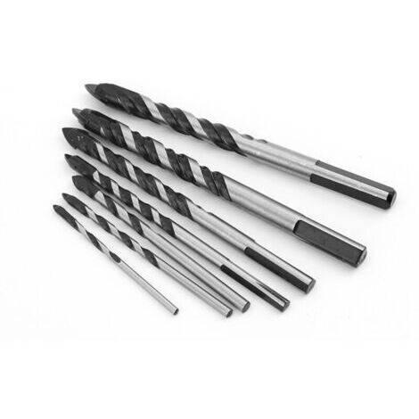 Set aus 5 Mehrstoffbohrern für Keramik, Fliesen, Beton, Ziegel, Glas, Kunststoff und Holz mit Durchmessern von 6, 6, 8, 10 und 12 mm, Hartmetallspitze.