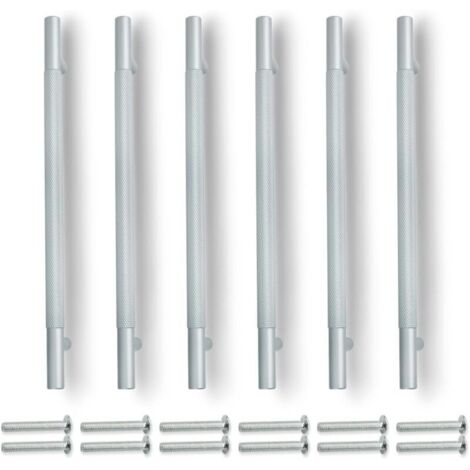 Set aus 6 grauen Schubladengriffen, 214 mm Durchmesser, 160 mm Mittenabstand.