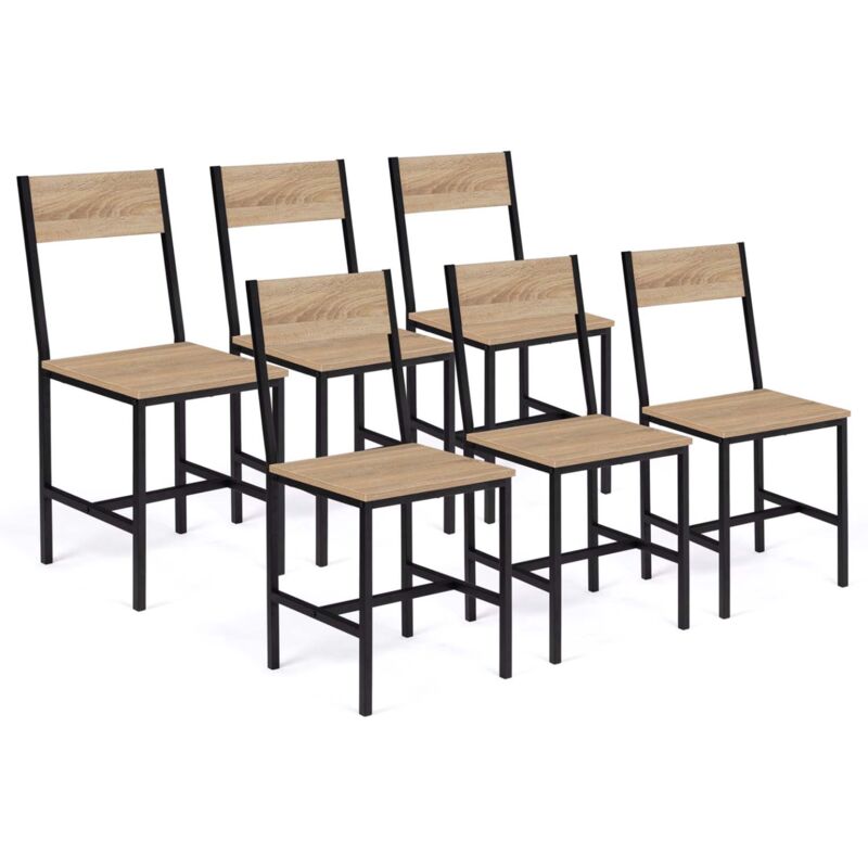 Idmarket Schwarz Set Aus 6 Küchenstühlen Detroit Industriedesign