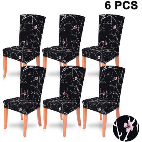 Set aus 6 kurzen, eng anliegenden, elastischen, abnehmbaren und waschbaren Stuhlhussen für Esszimmerstühle, geeignet für Hotels, Restaurants, Bankette, Hochzeiten und andere Anlässe.