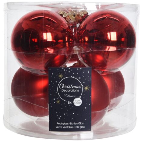 Set aus 6 roten Weihnachtskugeln 8 cm