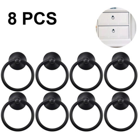 Set aus 8 runden Tür-/Schubladenknöpfen im Vintage-Stil, antiker Stil, für Kleiderschrank, Kommode, mit einem einzelnen Loch.
