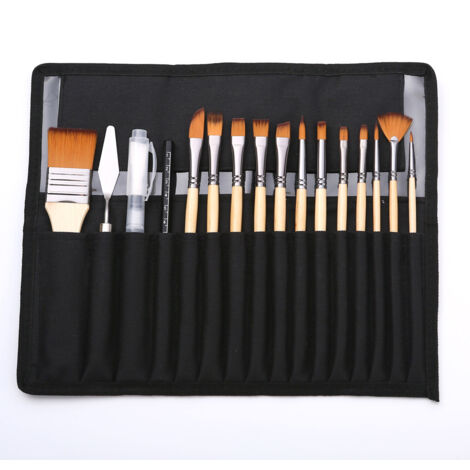 Set aus achtzehn Aquarell- und Acrylpinseln mit Holzgriffen und Nylonborsten – für Künstler, präzise, langlebig & in verschiedenen Größen