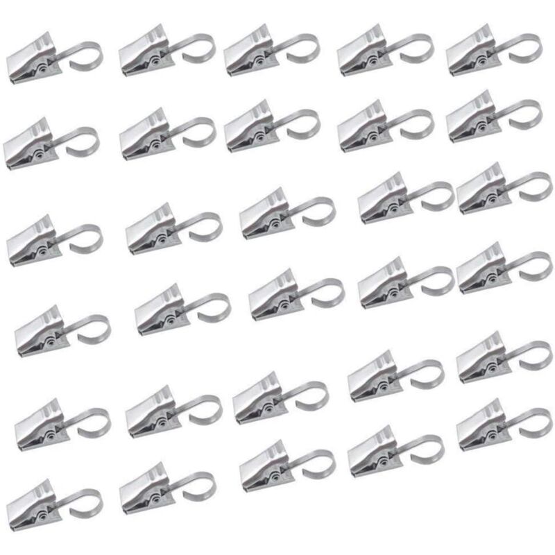 Image of Alovez - Set aus Duschvorhanghaken aus Edelstahl mit Clip, Heimdekoration, Silber. 50