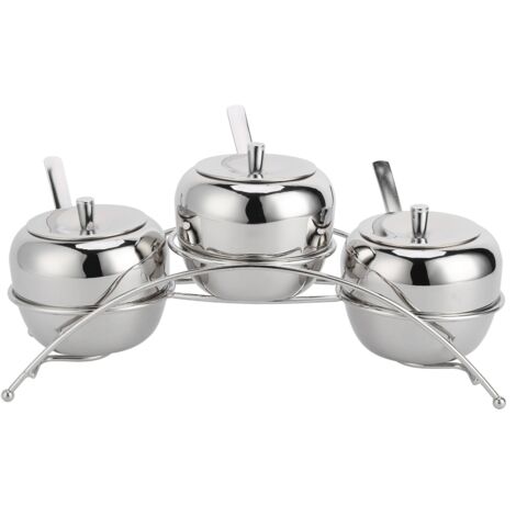 Set aus Edelstahl-Vorratsdosen für Salz, Pfeffer und Zucker