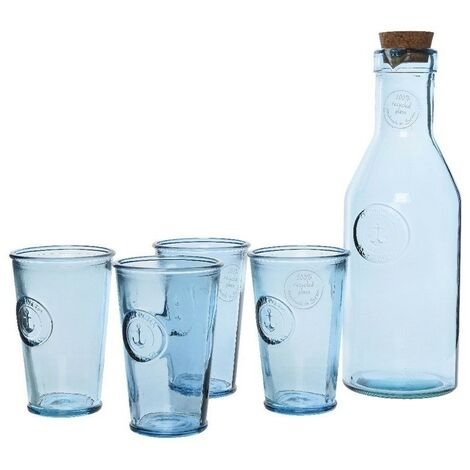 Set aus Karaffe und 4 Gläsern aus Glas mit Kaemingk-Ankerdekor