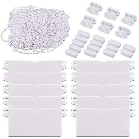 Set aus Perlenkette, 20 Meter Perlenschlaufe, 20 Grundplatten, 10 Stück, Set 89 mm, Zubehör für vertikale Jalousien, Vorhänge, Longziming