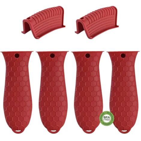 Set aus sechs Silikonhüllen für Topfgriffe, Hitzeschutz für Gusseisenpfannengriffe und Metallkochgeschirr.