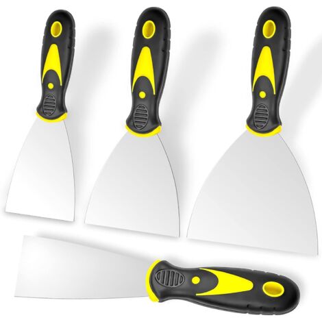 Set aus vier Edelstahl-Gipsspateln – für Gipskartonreparaturen und Tapetenentfernung, robust, flexibel & langlebig