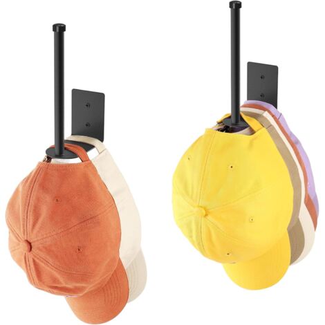 Set aus zwei Baseballkappenhaltern aus Edelstahl – wandmontierter Klebeorganizer, platzsparend, stabil & für Mützen und Hüte geeignet