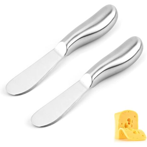Set aus zwei Buttermessern aus Edelstahl mit ergonomischen Hohlgriffen zum Bestreichen von Käse und Marmelade, Frühstücksaccessoire