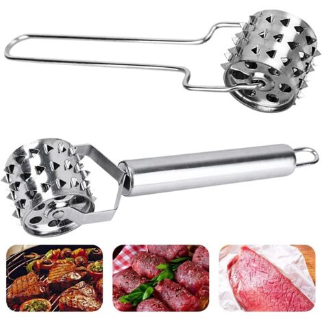 Set aus zwei doppelseitigen Fleischklopfern aus Edelstahl zum Zartmachen von Rind- und Hühnerfleisch ein robustes und effizientes Küchenwerkzeug