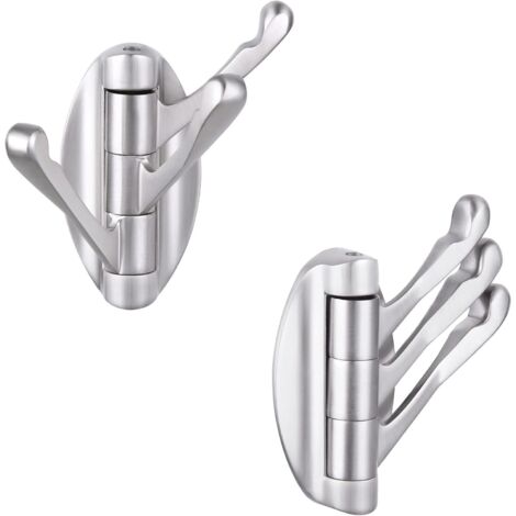 Set aus zwei drehbaren, klappbaren Handtuchhaken aus Metall für Badezimmer und Wohnmobil, Halter für Bademäntel und Handtücher