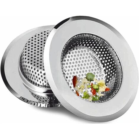 Set aus zwei Edelstahl-Küchenspülenfiltern, rostfrei, mit Abflusskorb zum Auffangen von Abfall