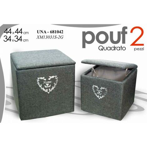 Set aus zwei grauen Polsterhocker Wäschekorb
