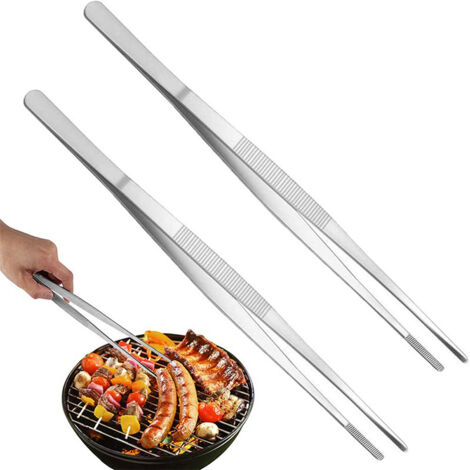 Set aus zwei Küchenzangen aus Edelstahl zum Servieren von Grillgut und Meeresfrüchten – rutschfest, spülmaschinenfest & ergonomisch