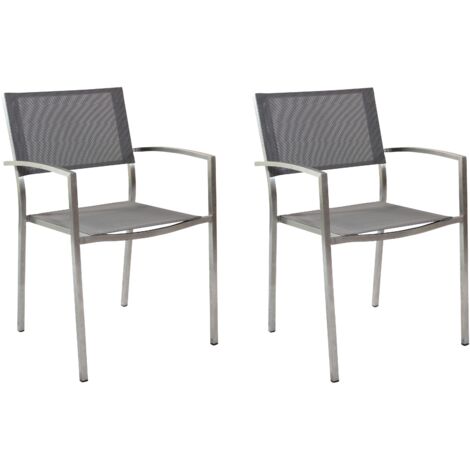 Set aus zwei stapelbaren Stühlen 53x55x84 cm aus grauem Edelstahl mit Armlehnen - Marche
