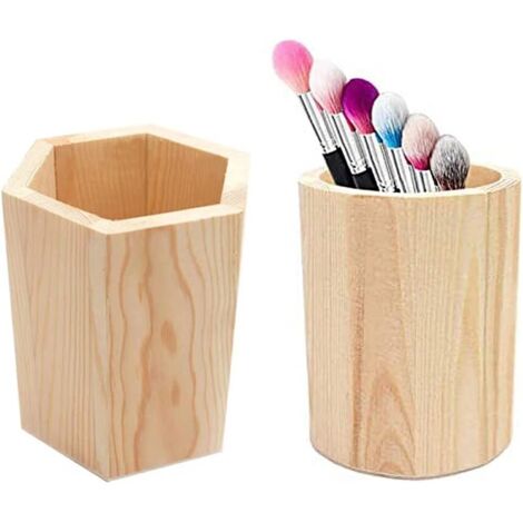 Set aus zwei Stiftehaltern aus Holz für Zuhause, Büro und Schule Organizer für Stifte und Zubehör natürliches und minimalistisches Design