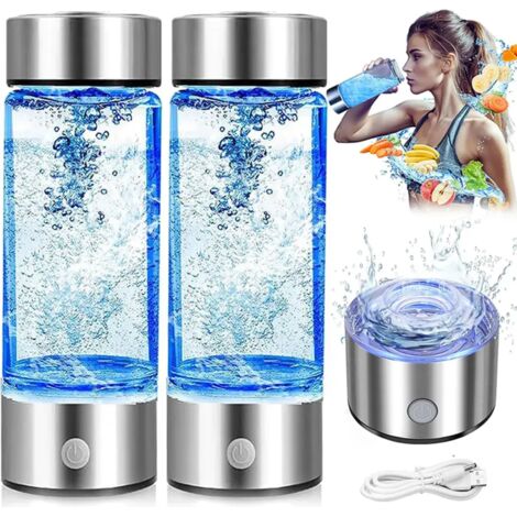 Set aus zwei tragbaren 430-ml-Wasserstoffionisatorflaschen mit SPE- und PEM-Technologie für Wasser
