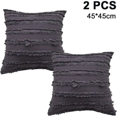 Set aus zwei ultraweichen Dekokissenbezügen mit Quasten, geeignet für Sofas, Schlafzimmer und Wohnzimmer.