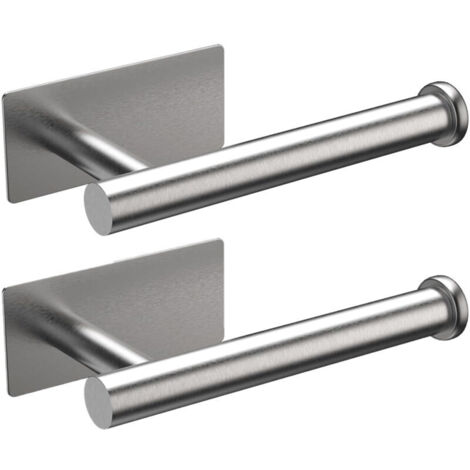 Set aus zwei wandmontierten Toilettenpapierhaltern aus Edelstahl, selbstklebend, ohne Bohren.