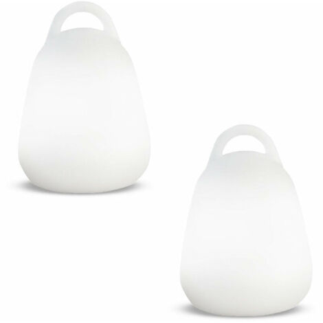 Set aus zwei wasserdichten, kabellosen, weißen LED-Arbeitsleuchten von MYSELOXY, aus Polyethylen, 24 x 18 cm