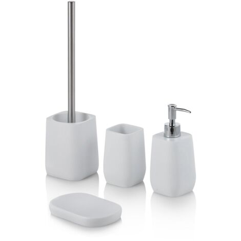 "Set bagno 4 pezzi CANDIDA in resina e metallo bianco"