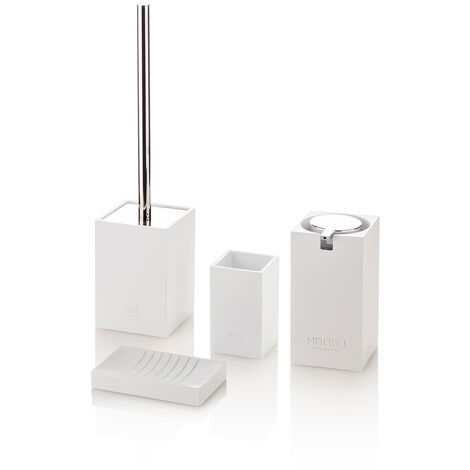 Set bagno 4 pezzi DANDY in resina e metallo bianco