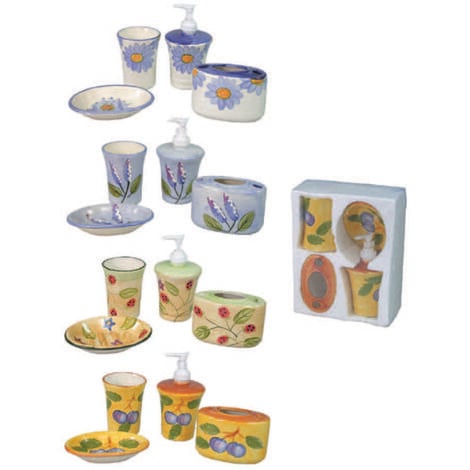 Set bagno in ceramica decorata colorata