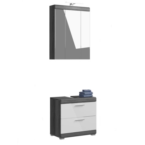 Set bagno SCOTT – Mobile sottolavabo e contenitore con specchio LED