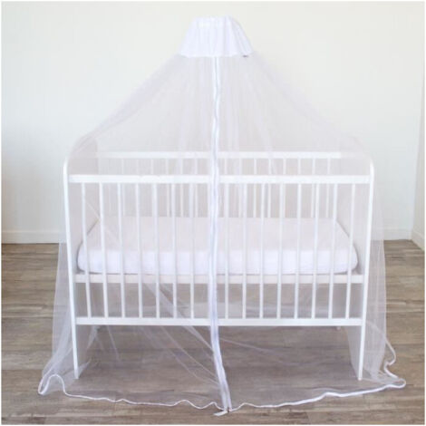 Set baldacchino + asta su base - DOMIVA - Zanzariera per letto bianca, maglia ultrafine