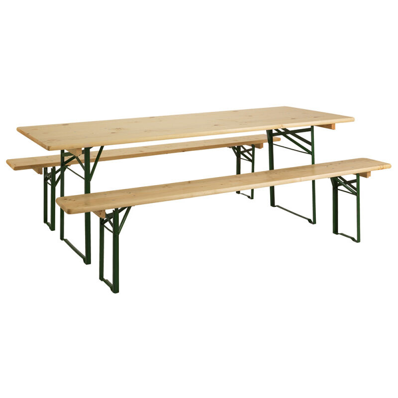 Table de jardin et bancs pliants 6 à 8 personnes - Brasseurs