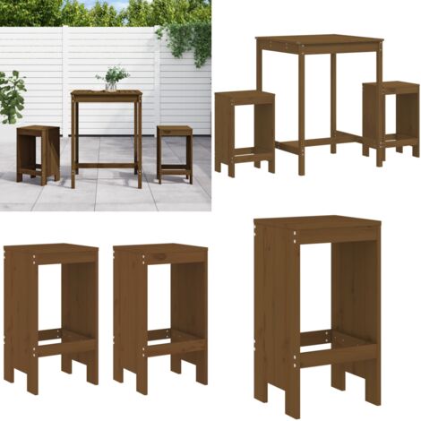 Set Bar da Giardino 3 pz ambra in Legno Massello di Pino - Bar da giardino - Tavolo da giardino
