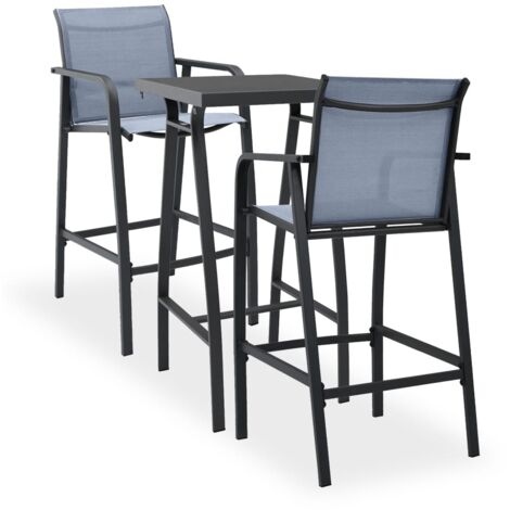 Set Bar da Giardino 3 pz Nero e Grigio vidaXL