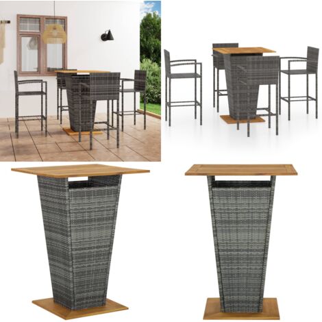 Set Bar da Giardino 5 pz Grigio - Tavolo da giardino - Sedie da giardino