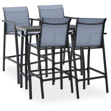 Set Bar da Giardino 5 pz Nero e Grigio
