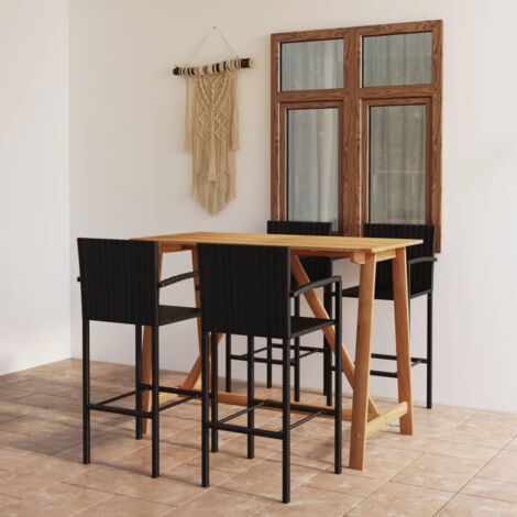 Set Bar da Giardino 5 pz Nero vidaXL