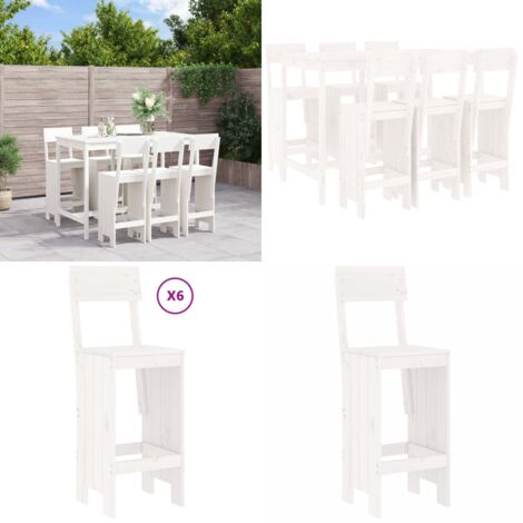 Set Bar da Giardino 7 pz Bianco in Legno Massello di Pino - Set da bar in legno - Tavolo da giardino