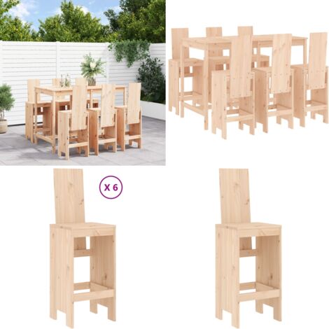 Set Bar da Giardino 7 pz in Legno Massello di Pino - Bar da giardino - Tavolo da bar