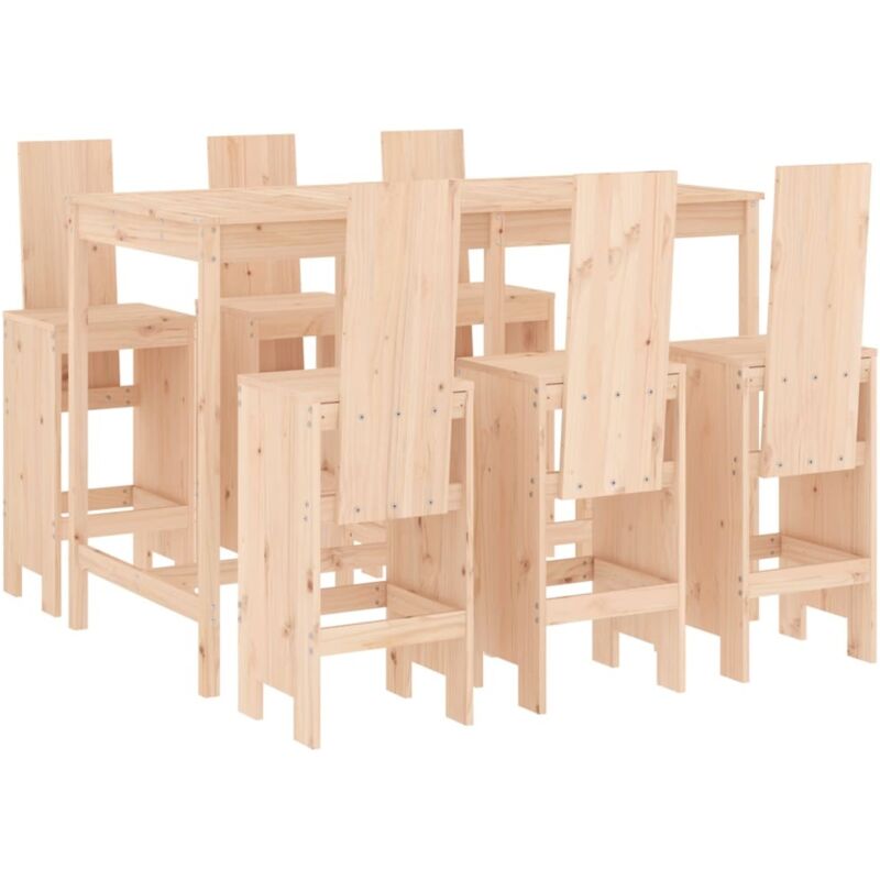 Vidaxl Set Bar Da Giardino 7 Pz In Legno Massello Di Pino