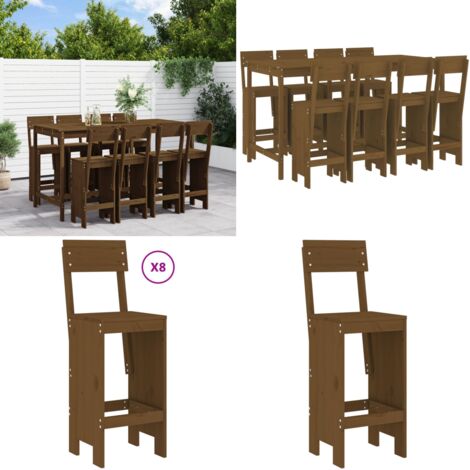 Set Bar da Giardino 9 pz ambra in Legno Massello di Pino - Bar da giardino - Tavolo da giardino