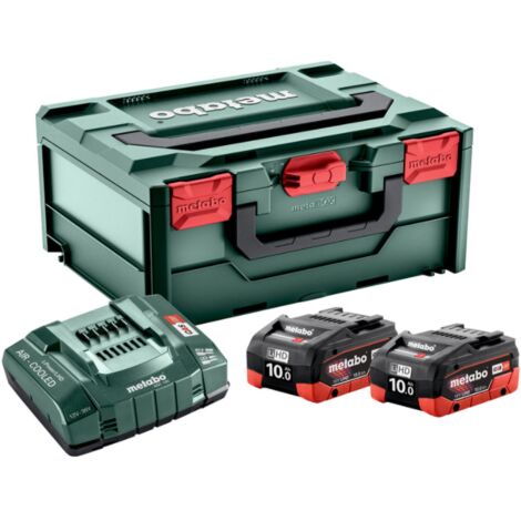 Set baterías 2 X LIHD 18V/10,0 Ah Metabo + Cargador + Maletín Metabox