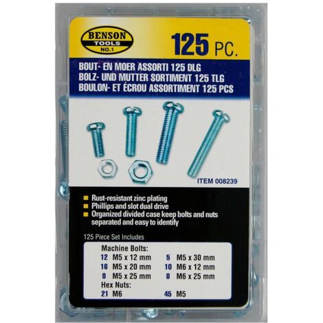 Set Bensontools Bulloni e dadi 125 Pezzi