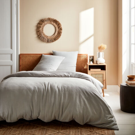 Set biancheria da letto in garza di cotone grigio chiaro