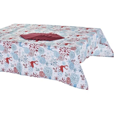 Set biancheria da tavola DKD Home Decor Natale Rosso Blu cielo (150 x 250 x 0,2 cm) (9 Pezzi)
