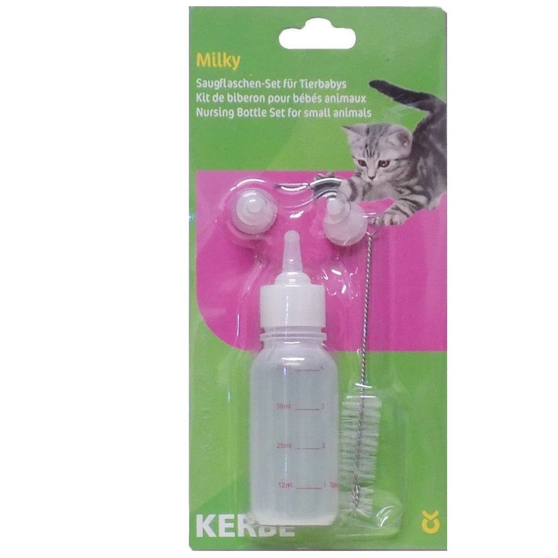 

Set biberón 50ml con tres tetinas para cría de perros, gatos y otros animales - Kerbl