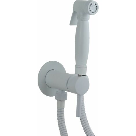 Set bidet con miscelatore e doccia in ottone finitura bianco opaco  Pollini Acqua Desing D09181203BO  Bianco opaco