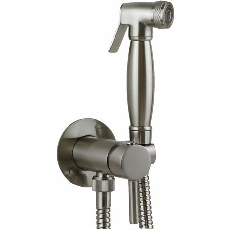 Set bidet con miscelatore e doccia in ottone finitura nichel spazzolato Pollini Acqua Desing D09181203NS  Nichel spazzolato