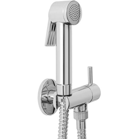 Set bidet incasso cromato con pulsante shut-off e supporto con rubinetto